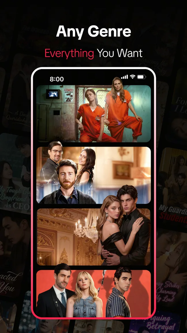 PineDrama promotional screenshot showing several different drama stories